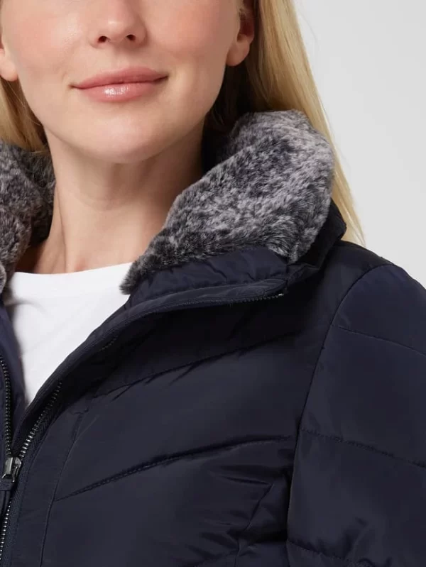 Tom Tailor Steppjacke Mit Webpelz – Marineblau 4