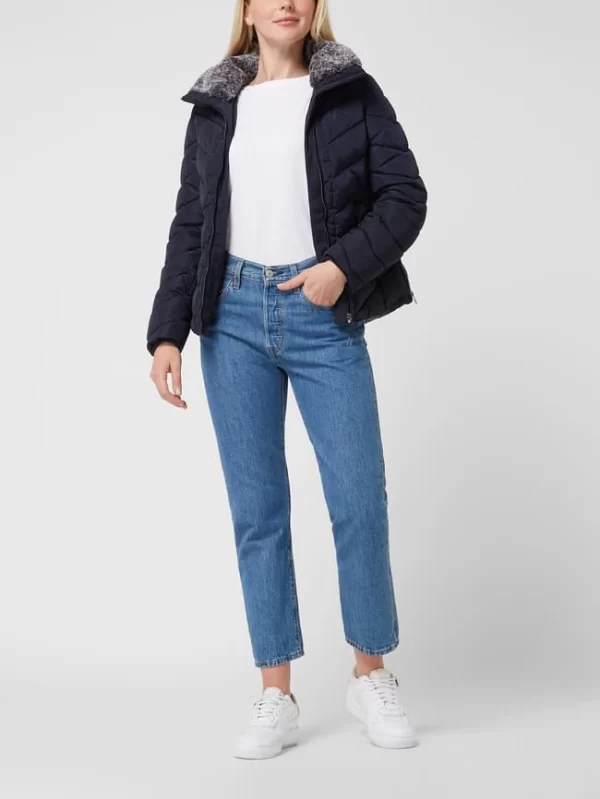 Tom Tailor Steppjacke Mit Webpelz – Marineblau 1